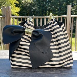 Betsy Johnson Black and White Tote with Bow